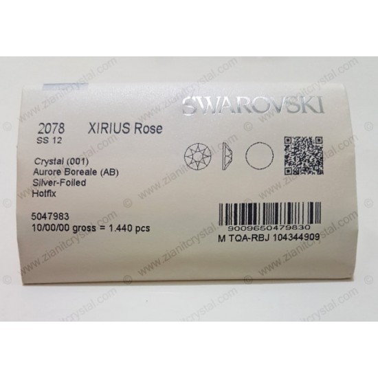 Swarovski 2078 Hotfix Crystals SS12 Crystal AB 1440 pcs Swarovski 2078 Hotfix Crystals SS12 Crystal AB 1440 pcs