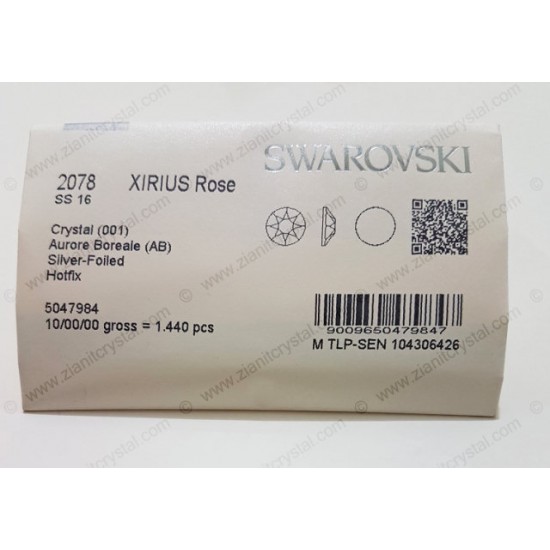 Swarovski 2078 Hotfix Crystals SS16 Crystal AB 1440 pcs Swarovski 2078 Hotfix Crystals SS16 Crystal AB 1440 pcs