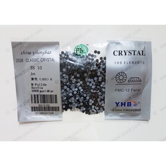 YHB Hotfix Crystals SS10 Jet 1440 pcs
