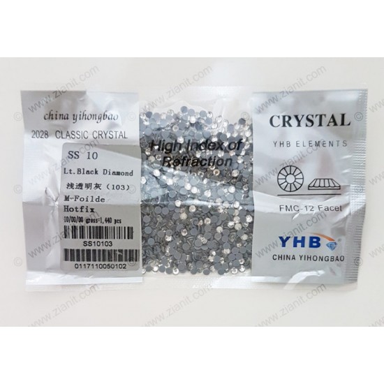 YHB Hotfix Crystals SS10 Light Black Diamond 1440 pcs