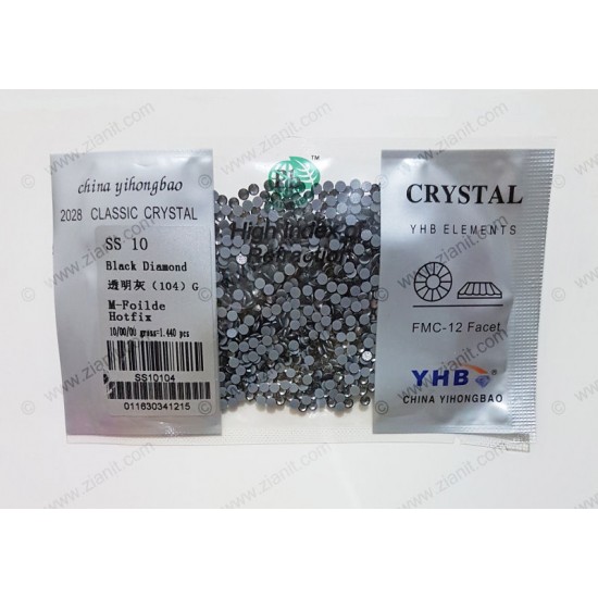 YHB Hotfix Crystals SS10 Black Diamond 1440 pcs