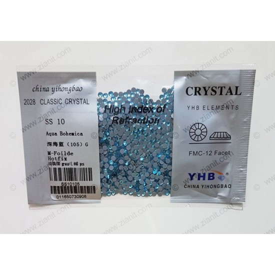YHB Hotfix Crystals SS10 Aqua Bohemica 1440 pcs