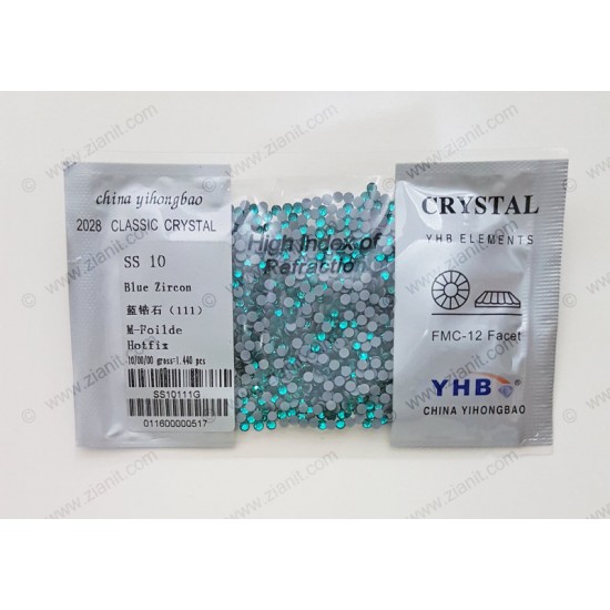YHB Hotfix Crystals SS10 Blue Zircon 1440 pcs