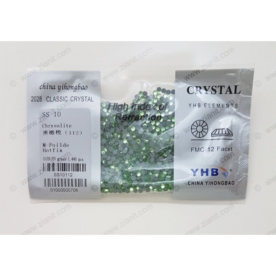 YHB Hotfix Crystals SS10 Chrysolite 1440 pcs