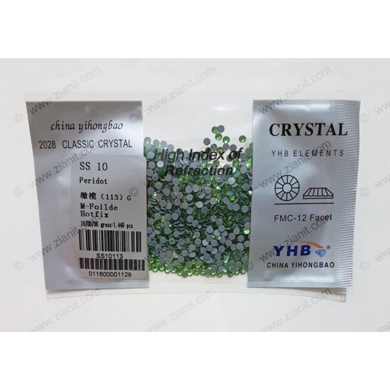 YHB Hotfix Crystals SS10 Peridot 1440 pcs
