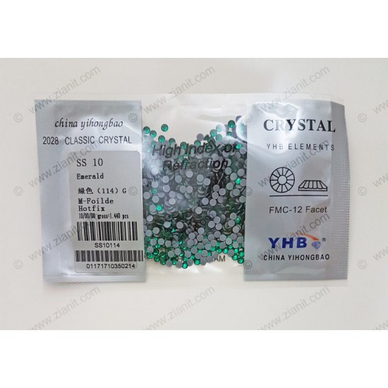 YHB Hotfix Crystals SS10 Emerald 1440 pcs