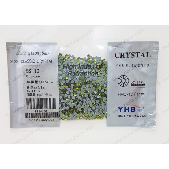 YHB Hotfix Crystals SS10 Olivine 1440 pcs