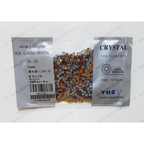 YHB Hotfix Crystals SS10 Topaz 1440 pcs