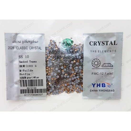 YHB Hotfix Crystals SS10 Smoked Topaz 1440 pcs
