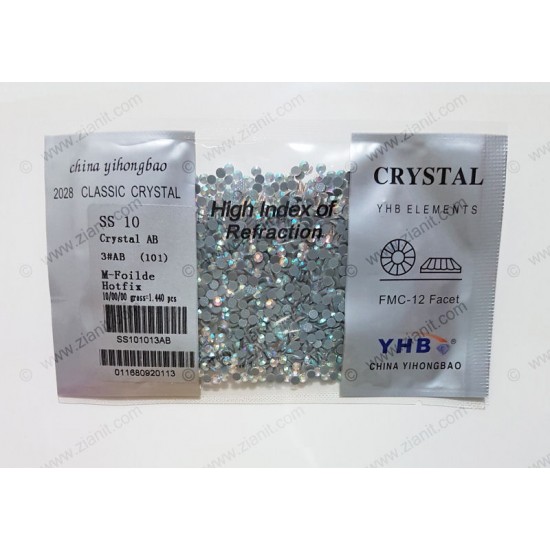 YHB Hotfix Crystals SS10 Crystal AB 1440 pcs