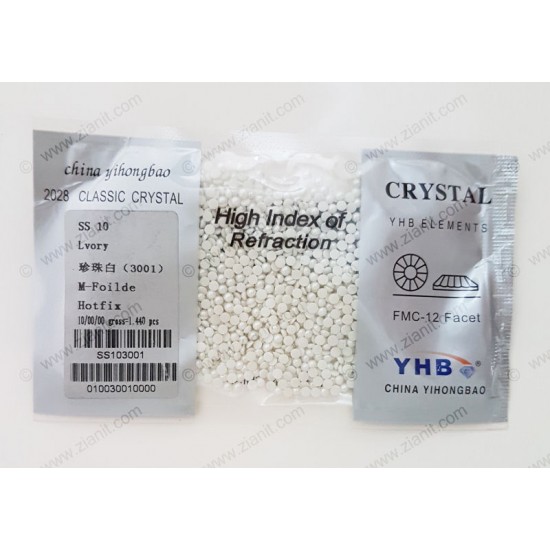 YHB Hotfix Ceramic Pearl SS10 Ivory 1440 pcs