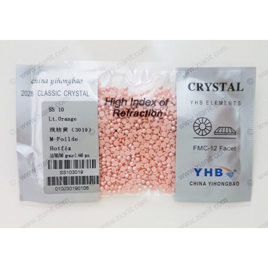 YHB Hotfix Ceramic Pearl SS10 Light Orange 1440 pcs