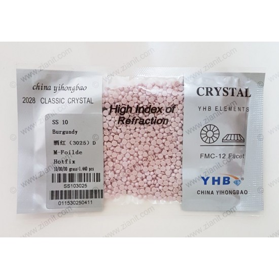 YHB Hotfix Ceramic Pearl SS10 Burgundy 1440 pcs