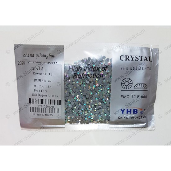 YHB Hotfix Crystals SS12 Crystal AB 1440 pcs YHB Hotfix Crystals SS12 Crystal AB 1440 pcs