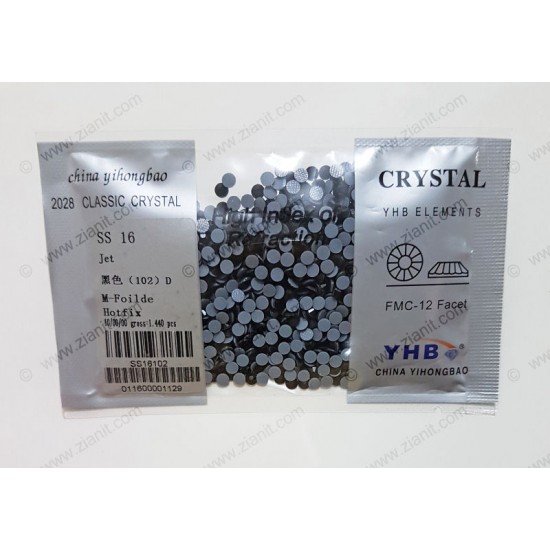 YHB Hotfix Crystals SS16 Jet 1440 pcs YHB Hotfix Crystals SS16 Jet 1440 pcs