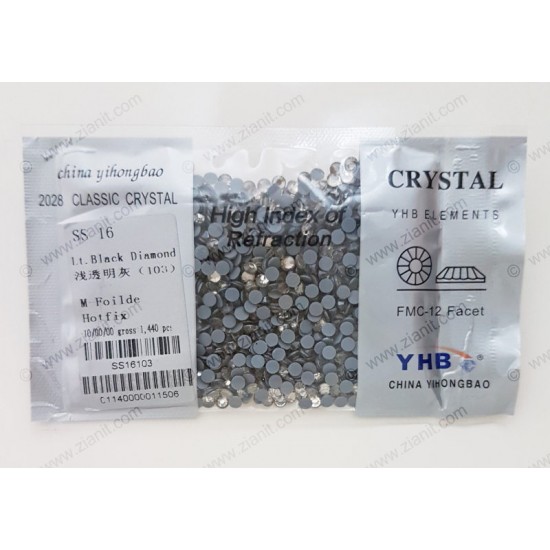 YHB Hotfix Crystals SS16 Light Black Diamond 1440 pcs YHB Hotfix Crystals SS16 Light Black Diamond 1440 pcs