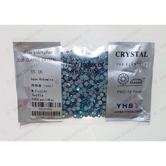 YHB Hotfix Crystals SS16 Aqua Bohemica 1440 pcs YHB Hotfix Crystals SS16 Aqua Bohemica 1440 pcs