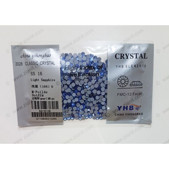 YHB Hotfix Crystals SS16 Light Sapphire 1440 pcs
