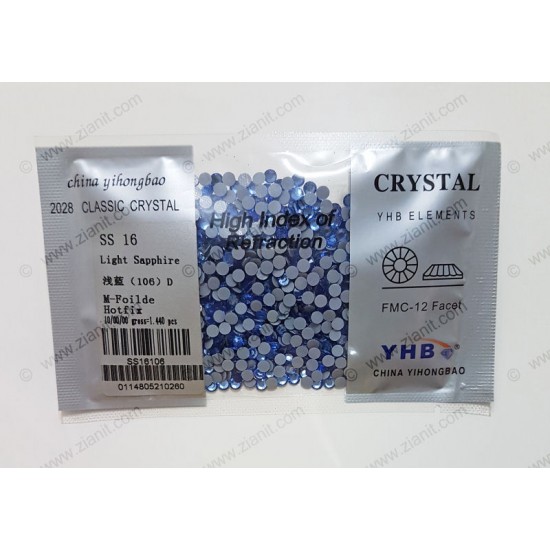 YHB Hotfix Crystals SS16 Light Sapphire 1440 pcs YHB Hotfix Crystals SS16 Light Sapphire 1440 pcs