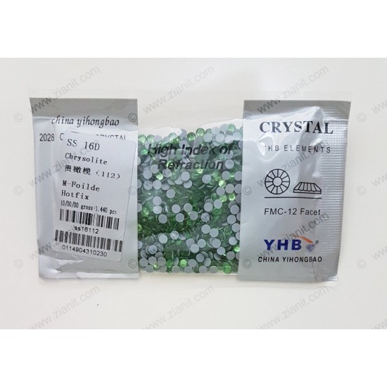 YHB Hotfix Crystals SS16 Chrysolite 1440 pcs YHB Hotfix Crystals SS16 Chrysolite 1440 pcs