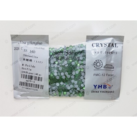 YHB Hotfix Crystals SS16 Chrysolite 1440 pcs