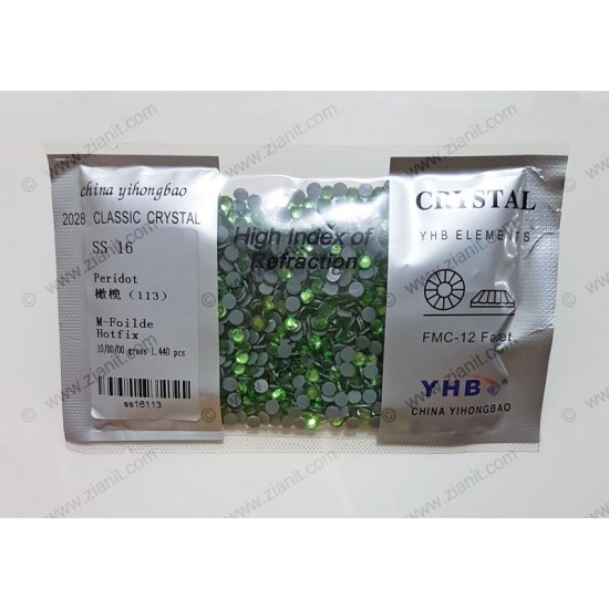 YHB Hotfix Crystals SS16 Peridot 1440 pcs YHB Hotfix Crystals SS16 Peridot 1440 pcs