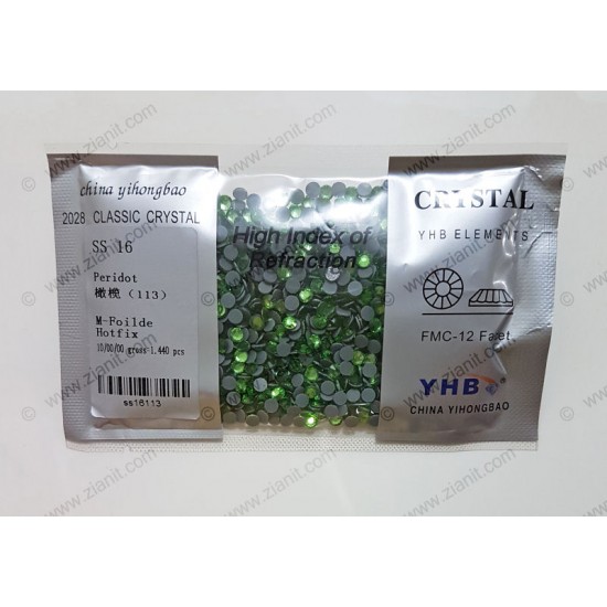 YHB Hotfix Crystals SS16 Peridot 1440 pcs