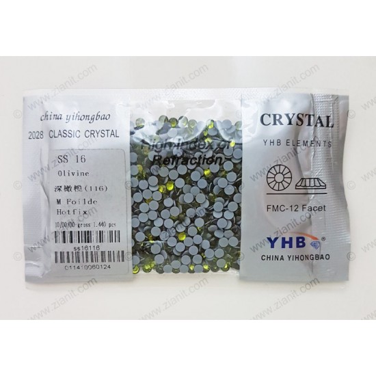 YHB Hotfix Crystals SS16 Olivine 1440 pcs YHB Hotfix Crystals SS16 Olivine 1440 pcs