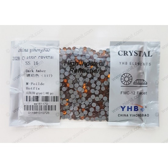 YHB Hotfix Crystals SS16 Dark Amber 1440 pcs YHB Hotfix Crystals SS16 Dark Amber 1440 pcs