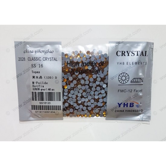 YHB Hotfix Crystals SS16 Topaz 1440 pcs