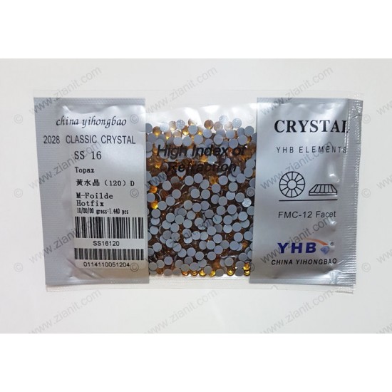 YHB Hotfix Crystals SS16 Topaz 1440 pcs YHB Hotfix Crystals SS16 Topaz 1440 pcs