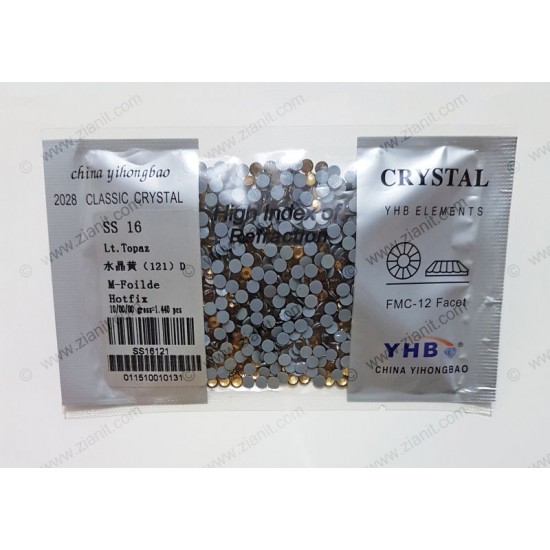 YHB Hotfix Crystals SS16 Light Topaz 1440 pcs