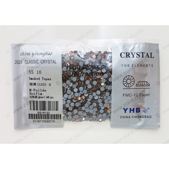 YHB Hotfix Crystals SS16 Smoked Topaz 1440 pcs