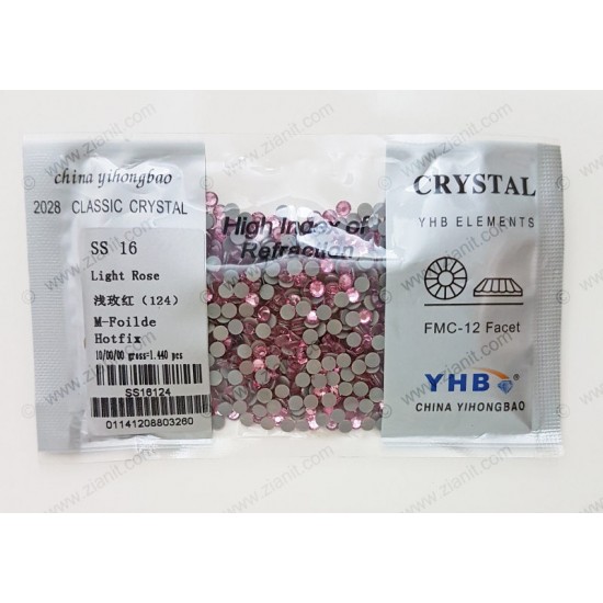 YHB Hotfix Crystals SS16 Light Rose 1440 pcs