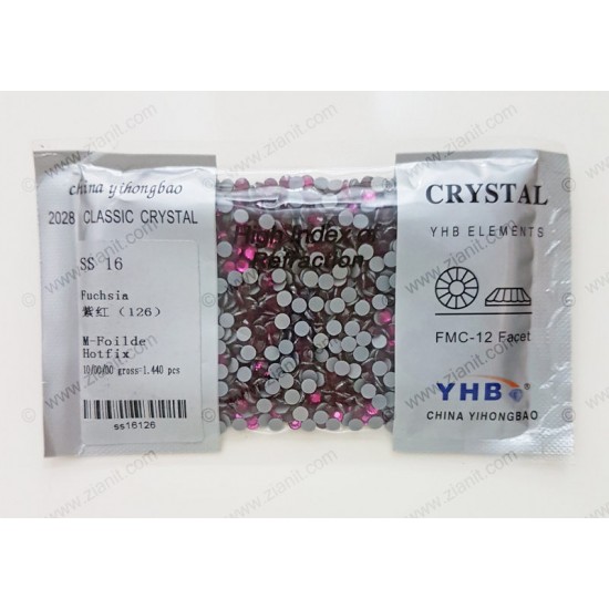 YHB Hotfix Crystals SS16 Fuchsia 1440 pcs YHB Hotfix Crystals SS16 Fuchsia 1440 pcs