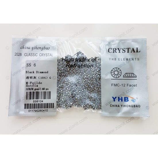 YHB Hotfix Crystals SS6 Black Diamond 1440 pcs