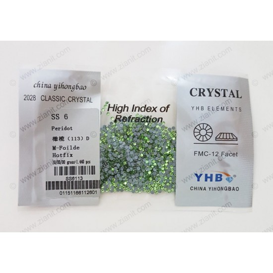 YHB Hotfix Crystals SS6 Peridot 1440 pcs YHB Hotfix Crystals SS6 Peridot 1440 pcs