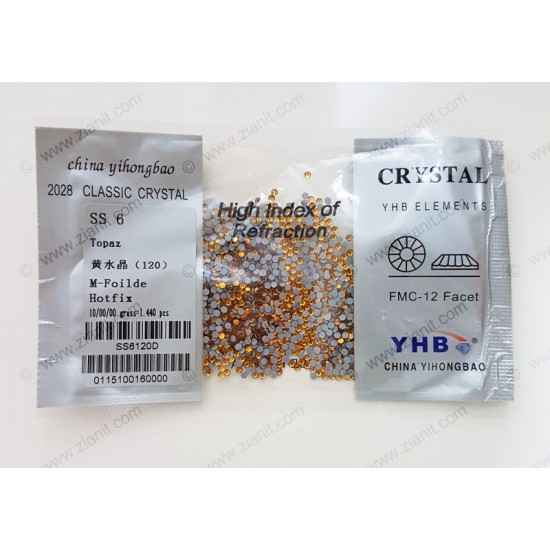 YHB Hotfix Crystals SS6 Topaz 1440 pcs YHB Hotfix Crystals SS6 Topaz 1440 pcs