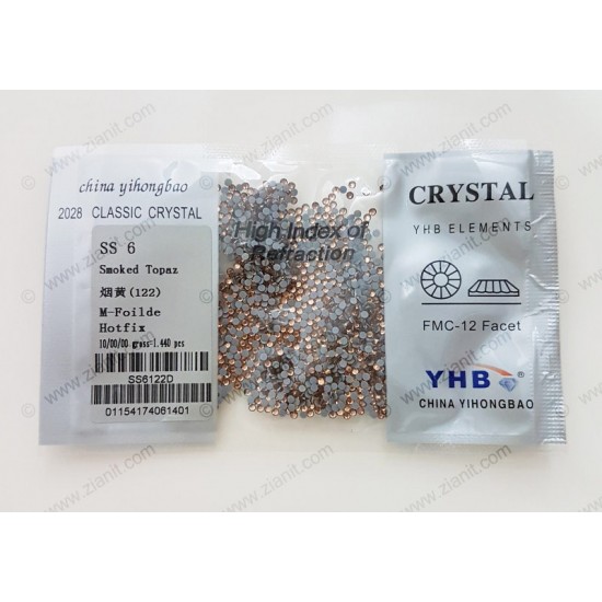 YHB Hotfix Crystals SS6 Smoked Topaz 1440 pcs