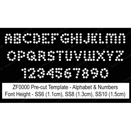 ZF0000 Rhinestone Font Pre-Cut Template Set ZF0000 Rhinestone Font Pre-Cut Template Set