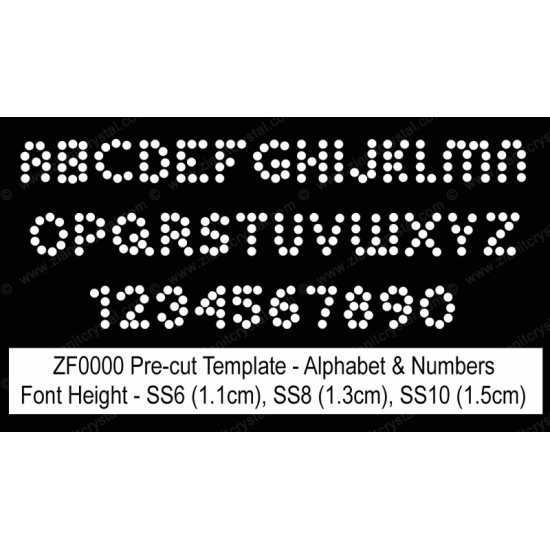 ZF0000 Rhinestone Font Pre-Cut Template Set