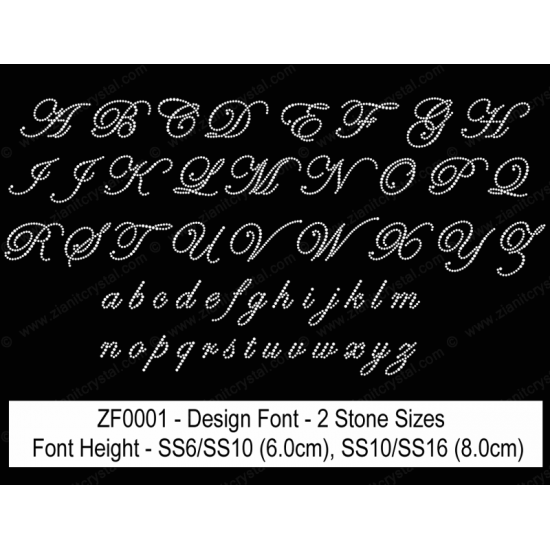 ZF0001 Multi-Size Rhinestone Design Font (2 Hotfix Sizes) ZF0001 Multi-Size Rhinestone Design Font (2 Hotfix Sizes)