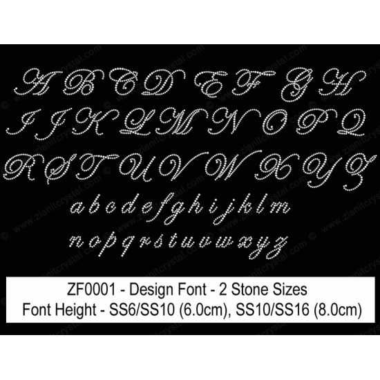 ZF0001 Multi-Size Rhinestone Design Font (2 Hotfix Sizes)