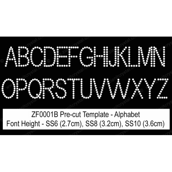 ZF0001B Rhinestone Font Pre-Cut Template Set ZF0001B Rhinestone Font Pre-Cut Template Set