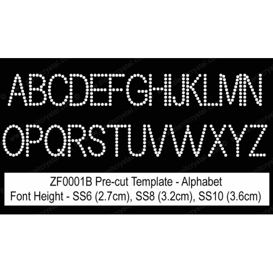 ZF0001B Rhinestone Font Pre-Cut Template Set