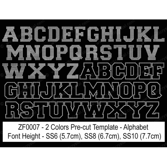 ZF0007 Multi-Color Rhinestone Font Pre-Cut Template Set ZF0007 Multi-Color Rhinestone Font Pre-Cut Template Set