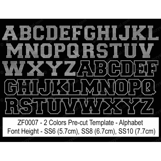 ZF0007 Multi-Color Rhinestone Font Pre-Cut Template Set