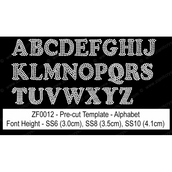 ZF0012 Rhinestone Font Pre-Cut Template Set ZF0012 Rhinestone Font Pre-Cut Template Set