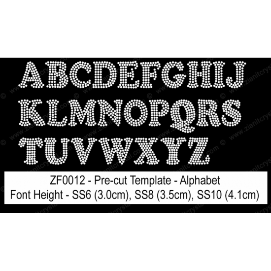 ZF0012 Rhinestone Font Pre-Cut Template Set