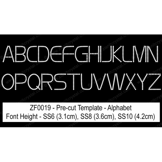 ZF0019 Rhinestone Font Pre-Cut Template Set ZF0019 Rhinestone Font Pre-Cut Template Set